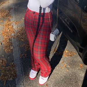 Plaid Stacked Pants